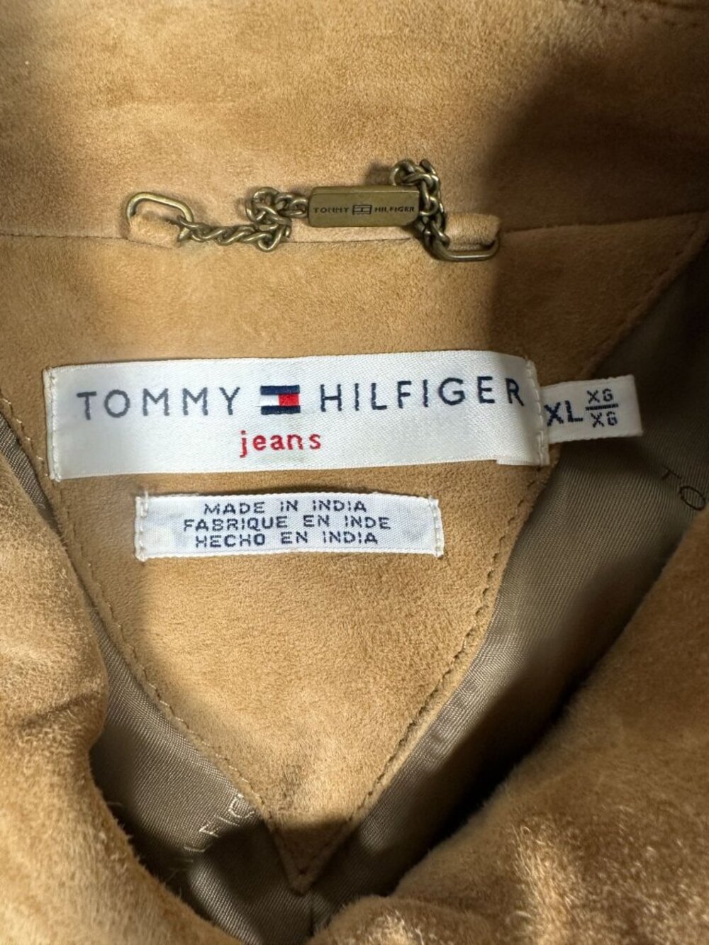 Tommy Hilfiger Womens Suede Utility Jacket XL Brown 4-Pocket Design - Picture 4 of 6